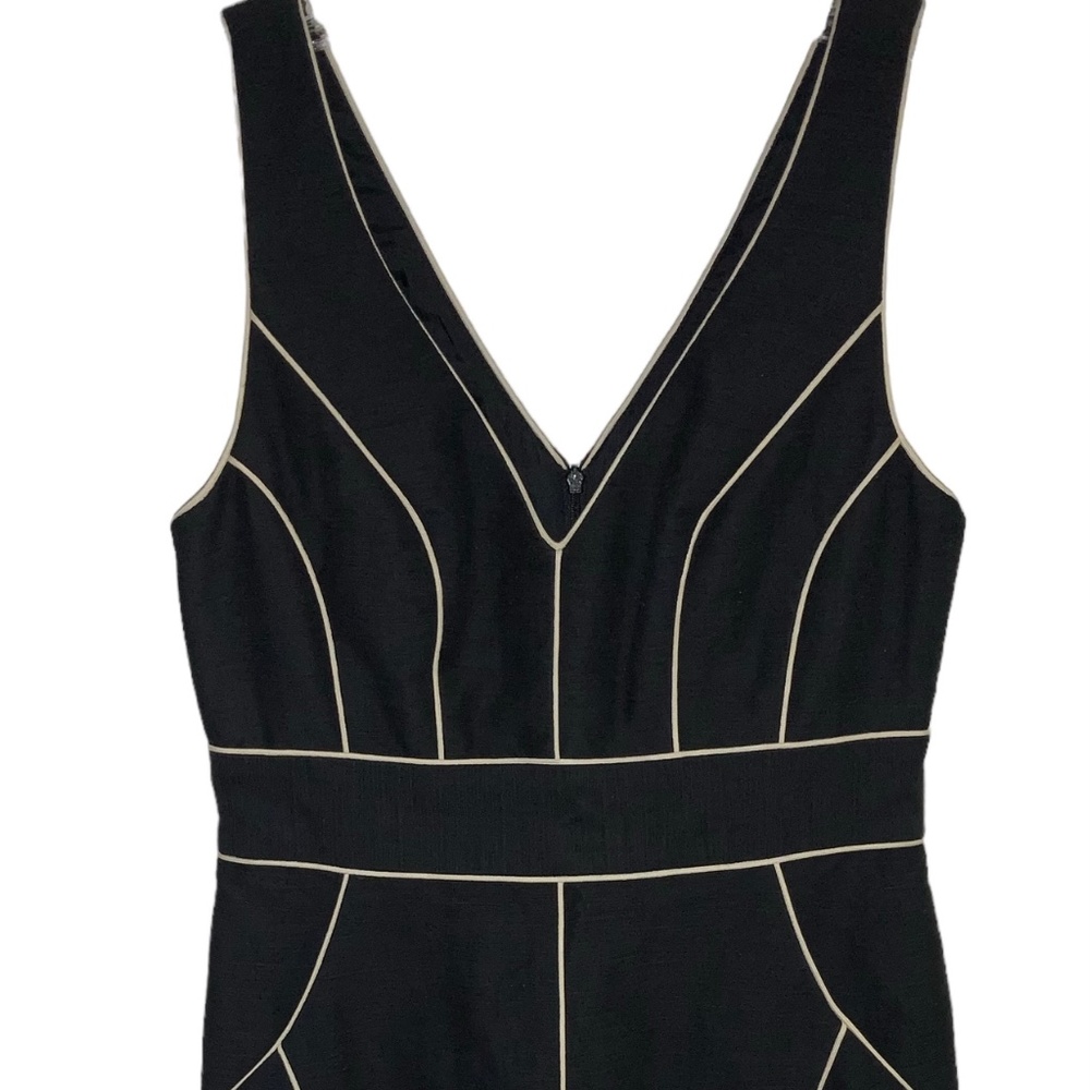 TRINA TURK Black Tan Contrast Piping Career Work Sheath Dress Size 6
